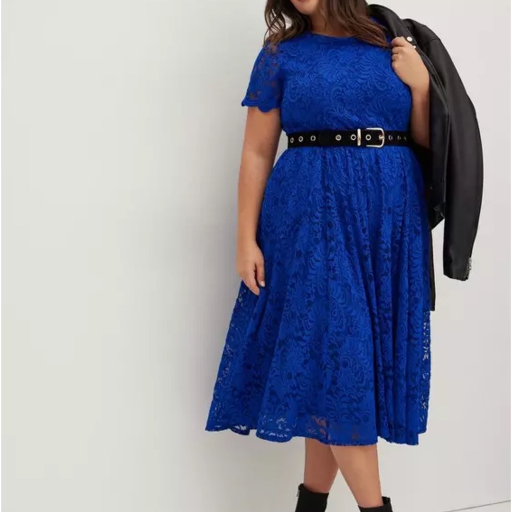 Torrid Blue A-Line Midi Dress with Flutter Sleeves